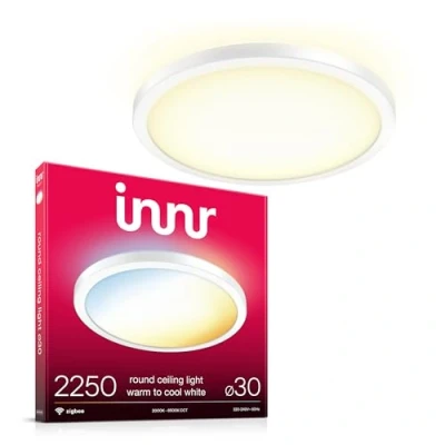 Bild av Innr Smart LED taklampa, Zigbee, fungerar med Hue*, Alexa (bro krävs), varmvit till kallvit, taklampa vardagsrum, lampa dimbar, 30cm, 2250 lumen