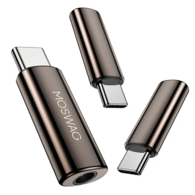 Bild av MOSWAG USB C adapter vinklad kontakt, uttag 3,5 mm DAC ljudadapter kompatibel med Samsung Galaxy S23 s22 Pixel 7/6 iPad Pro/Air/Mini Oneplus 10 Pro