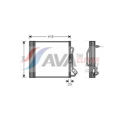 Bild av PRASCO MCA5010D Condenseur De Clim avec déshydrateur 11,8 8,5 Aluminium 365 R 134a SMART: City Coupe, Fortwo I Cabrio