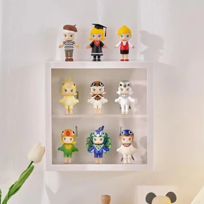 Bild av Glas skyltfönster för samlare, 2 nivåer klar akryl presentationslåda popfigurer, Funko Pop, minifigurer, samlarobjekt, DIY (24,5 x 24,5 8 cm)