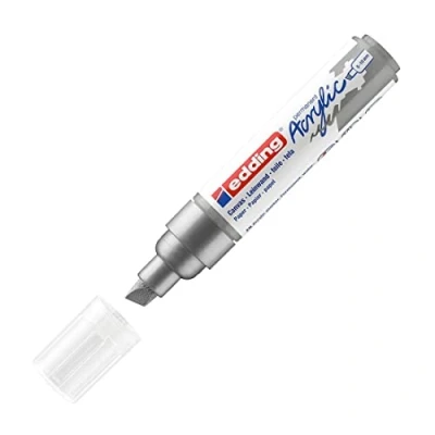 Bild av edding 5000 akrylmarker bred silver 1 vattenfast akrylfärgmarker snedskuren spets 5 10 mm akrylfärgpennor för teckning på duk, konstpapper och trä akrylmarkers stenar