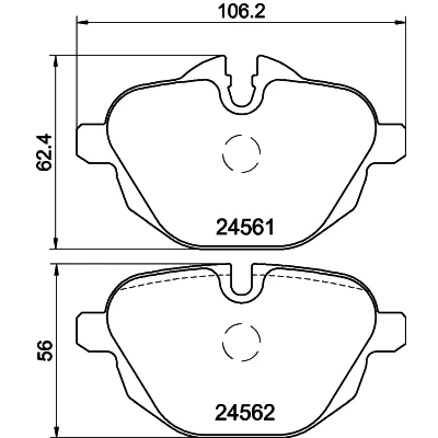 Bild av HELLA 8DB 355 013 921 Jeu de plaquettes frein préparé pour indicateur d&#039;usure avec vis d&#039;étrier accessoires BMW: X3, 5 Berline