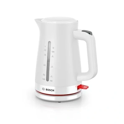 Bild av Bosch MyMoment TWK3M121 Vattenkokare med 3 säkerhetsfunktioner, inbyggt kalkfilter och en stor öppning, maxkapacitet på 1,7 l, vit