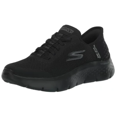 Bild av Skechers Go Walk Flex Skor för dam, handsfree, dra på Grand Entry, Svart, 13 Wide