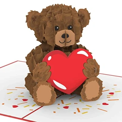 Bild av papercrush® popup kort teddy med hjärta sött 3D födelsedagskort för fru och flickvän, kärlekskort nallebjörn till födelsedag, bröllopsdag, årsdag Jag älskar dig favoritperson