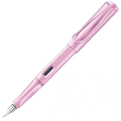 Bild av Lamy safari lightrose reservoarpenna med ergonomiskt handtag och polerad stålfjäder i linjebredd M robust ASA plast inkl. bläckpatron T 10 blå högerhänt