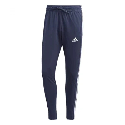 Bild av adidas För Män Essentials Single Jersey Tapered Open Hem 3 Stripes Pants, legend ink/white, L