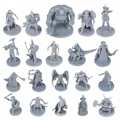 Bild av Path Gaming 20 unika fantasi bordsskivminiatyrer för fängelsehålor och drakar miniatyrer. 28 mm skalade mönster, bulk omålade miniatyrer, bra D&amp;D miniatyrer