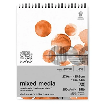 Bild av Winsor &amp; Newton 6694007 Blandat mediapapper i block 30 ark 27,9 x 35,6 cm, 250 g/m², FSC, syrafri, utan optiska blekmedel, stabil och åldringsbeständig för alla våta torra tekniker