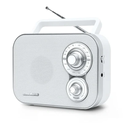 Bild av Muse M 051RW Bärbar retro radio FM och MW elnät batteridriven teleskopantenn Aux i vit