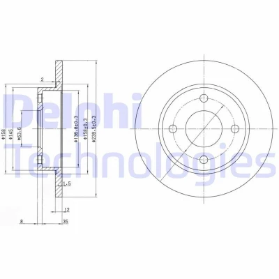 Bild av Bromsskiva DELPHI BG3055