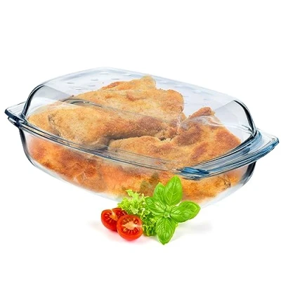 Bild av KADAX glasgryta, bakfat med lock av värmebeständigt glas, brandsäker behållare för lasagne, grönsaksgryta, glasgryta stekning i ugn (rektangulär 4,1 l)