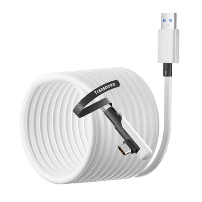Bild av TRANSNOVO Link Cable 5M, VR Compatible with Oculus/Meta Quest 3S/3/2/Pro/Pico 4, Long Accessories for PC/Steam Games, USB 3.2 A to Type C High Speed PC Data Transfer Cable, Black