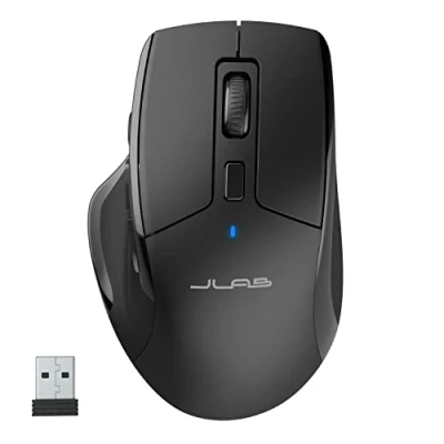 Bild av JLab JBuds mus trådlös, Bluetooth mus/trådlös uppladdningsbar trådlös tyst mus, tri läge 5,2/5,2+2,4 GHz med USB dongel ergonomisk för iPad, PC, dator, bärbar surfplatta