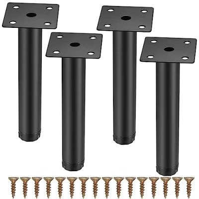 Bild av Fulushouxi 4 stycken möbelben, 18 cm (7,1 tum) justerbara möbelfötter, metallskåpfötter för soffa, ersättningsstödfötter möbler/soffa/bord/stol/skrivbord/kök/skåp/skåp/ben fötter