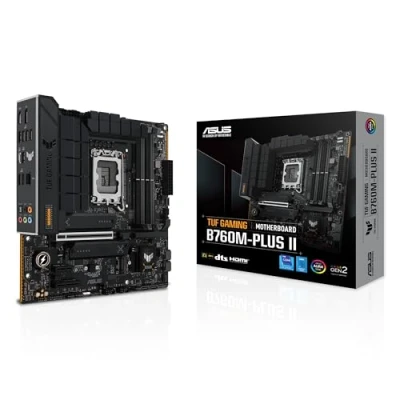 Bild av ASUS TUF Gaming B760M PLUS II moderkort Intel B760 LGA 1700 mATX (PCIe 5.0, M.2 4.0, DDR5, 2.5 Gb Ethernet, DP, HDMI, SATA 6 Gbps, USB typ C, Thunderbolt (USB4), Aura Sync)