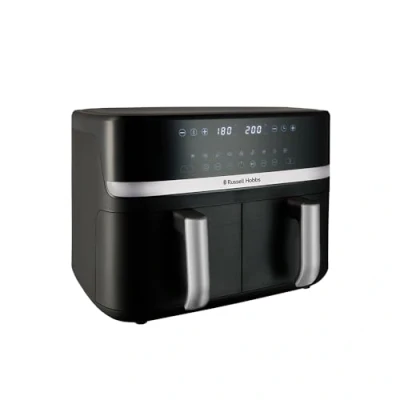 Bild av Russell Hobbs Dual Air Fryer 9L [Dubbla korgar, Låg ljudnivå, 9 program] (Max 200C, digital display, Oljefri matlagning, Diskmaskinssäkra lådor, 2800W) Satisfry 27681 56