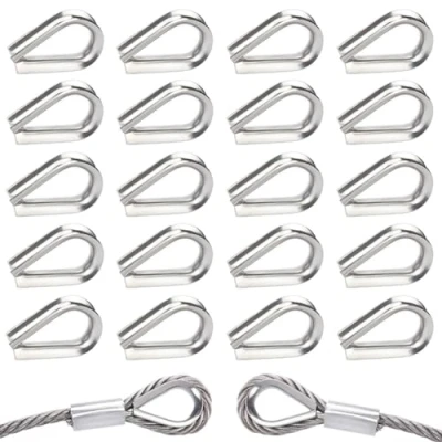 Bild av 40 stycken vajer kausar 5 mm tugga rostfritt stål 304 kabeltugga hjärta kausa för eller kabel Thimble Rigging