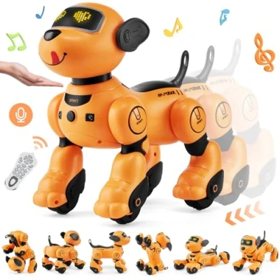 Bild av VEVOR Fjärrkontroll robot hundleksak, 2,4 GHz RC hund programmerbar smart interaktiv husdjur för barn med följfunktion, touch och röstkontroll, sjungande dans stuntleksak ålder 3+ pojkar
