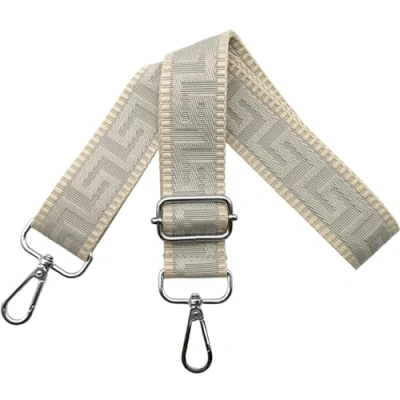 Bild av axelrem för väska väskremmar ombyte, justerbar väskrem bred 3,8 cm med silver karbinhake fickband bärrem handväskor dam, kaki/ljusgrå, K36
