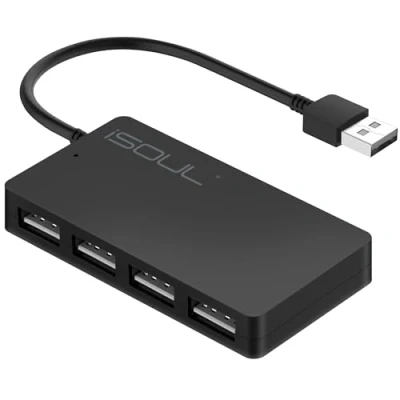 Bild av iSOUL USB hub, 4 portars ultratunna 2.0 hub bärbar höghastighetsexpansion multi hubb splitter blykabel för PC laptop, stationär dator, PS3 PS4, Xbox, Wii, MAC, NoteBook, NetBook
