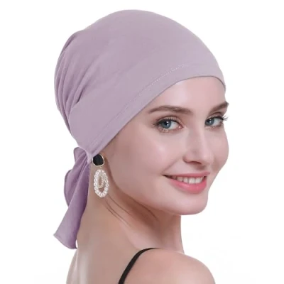 Bild av osvyo Bambu Chemo huvudduk för kvinnor med håravfall cancerpatienter huvudbonad turban i förseglad förpackning, Pulver blå, En Storlek