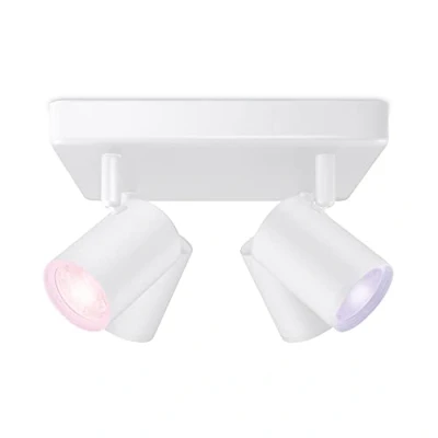 Bild av WiZ Imageo Tak och väggspotlight (WiZ Color), vit, 4 huvuden, kvadrat Smart LED belysning (WiFi Bluetooth), 4x5W, 2200 6500 Kelvin, Dimbar i kallvitt till varmvitt + 16 miljoner färger