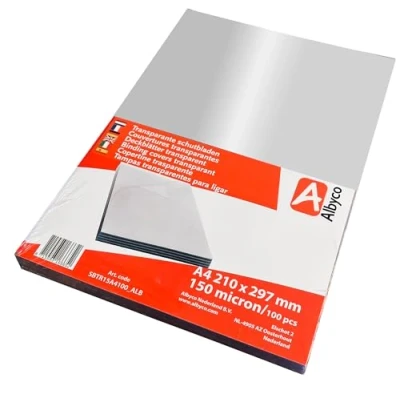 Bild av Albyco Glänsande genomskinliga filtar, tjocklek 0,15 mm/150 mikron, DIN A4, 210 x 297 mm, PVC filt, bindningsfilt, tallrikar, filtplattor