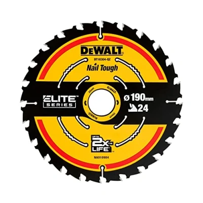 Bild av Dewalt Elite cirkelsågblad DT10304 (sågblad ø 190/30 mm, skärbredd: 1,65 24 tänder, tandgeometri: WZ, tandvinkel: 18, ultra vassa hårdmetalltänder, med Nail Tough, för universell användning)