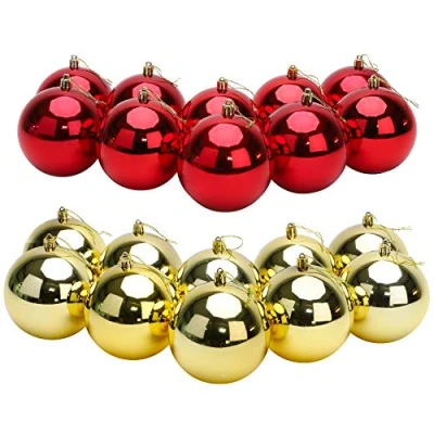 Bild av Toyland® 10 extra stora 100 mm färgade julgranskulor julgransdekorationer (röd och guld)