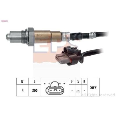 Bild av EPS 1.998.510 Sonde lambda chauffé, planaire, Filetage prégraissé FORD: FIESTA 7, Focus Mk4 3/5 portes