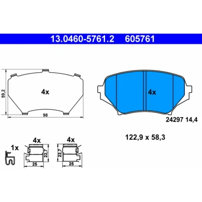 Bild av ATE 13.0460 5761.2 Jeu de plaquettes frein avec indicateur d&#039;usure tôle anti bruit accessoires MAZDA: MX 5 3