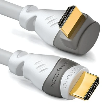 Bild av deleyCON 1,5m HDMI 90 Grader Vinklad Kabel Kompatibel med 2.0/1.4 UHD 4K HDR 3D 1080p 2160p ARC Vit