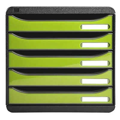 Bild av Exacompta Ref 3097225D BIG BOX PLUS skrivbordslåda set 5 x 43 mm lådor, lämplig för A4+ dokument, 347 278 271 mm, 100% återvunnen plast svart/glansig anisgrön