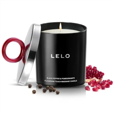 Bild av LELO Flickering Touch Massage Candle, smälter ihop till utsökta droppar av lyxigt doftande massageolja, doft Black Pepper &amp; Pomegranate