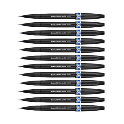 Bild av Pentel SESF30C CX extra fin penselspets, 12 stycken blå