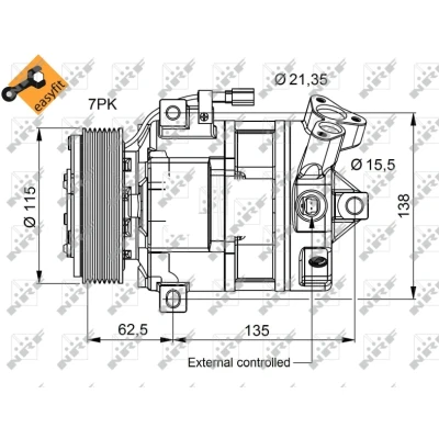 Bild av NRF 32692 compresseur De Climatisation DCS17ECR 12 PAG 46 avec huile PAG, bague d&#039;étanchéité EASY FIT RENAULT: ESPACE 4