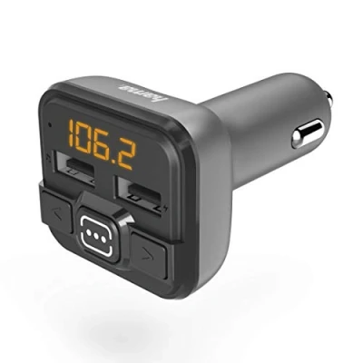 Bild av Hama Bluetooth FM sändare för bilradio med billaddare (billaddare cigarettändaruttag anslutningar microSD, USB minne och laddning, trådlös sändare) grå