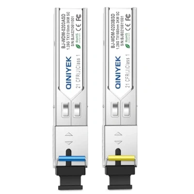 Bild av QINIYEK 1 par Simplex SC modul 3 KM, 1,25 G fiberkontakt med ett läge, SFP WDM SM 1000BASE BiDi 1310nm/1550nm sändtagarmodul