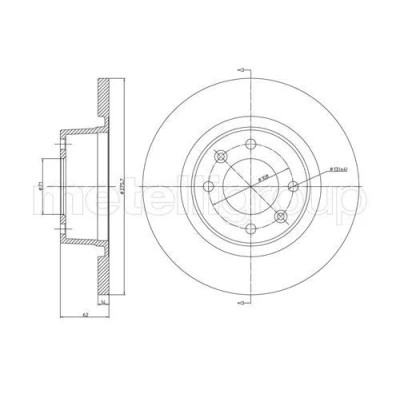 Bild av METELLI 23 0558C Disque de frein 275,7 14,0 4 71,0 plein peint CITROËN: C5 II 5 portes, I Break