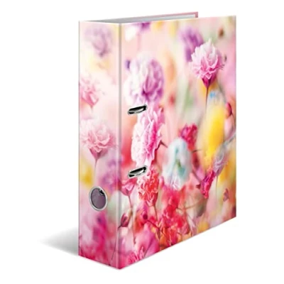 Bild av HERMA mapp A4 rosa blommor, 7 cm bred, ringpärm för barn med växtmotiv, färgglad innertryck pojkar och flickor