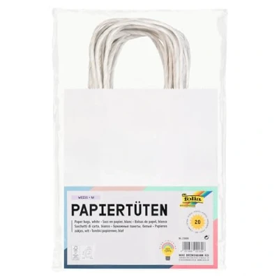 Bild av folia 21800 papperspåsar av kraftpapper, presentpåsar, 20 stycken, 18 x 8 21 cm, vit för pyssel, dekoration och gåva