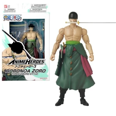 Bild av Bandai Anime Heroes actionfigur One Piece Roronoa Zoro 17 cm tre svärdstil officiellt licensierad endelad 3 svärd leksak för barn från 4 år 37052