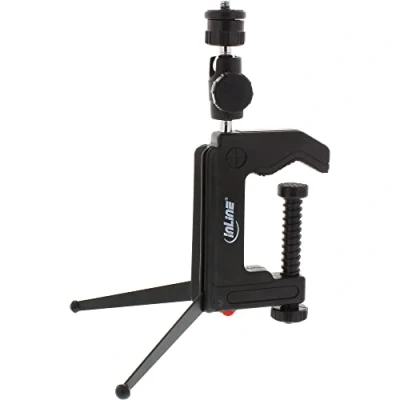 Bild av InLine 48009 bordsstativ 190 mm med skruvtving, svart kulhuvud