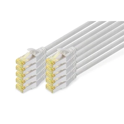 Bild av DIGITUS LAN Kabel Cat 6A 2m 10 stycken RJ45 nätverkskabel S/FTP skärmad kompatibel med 6 och 7 Grå
