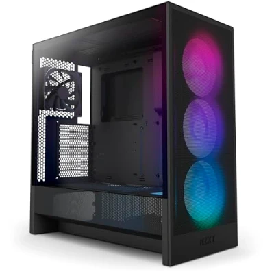 Bild av NZXT H5 Flow RGB Kompakt ATX Mid Tower PC Gaming chassi Högt luftflöde F360 fläkt ingår 360 mm främre och 240 övre kylarstöd Kabelhantering Härdat glas Svart