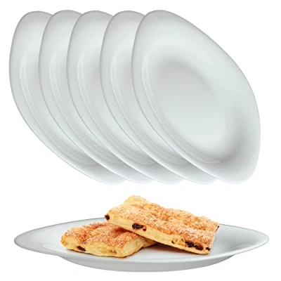 Bild av KADAX Vit desserttallrik, diskmaskinssäker tallrikssats, tårttallrik av förstärkt glas, modern frukosttallrik, mattallrik för kakor (vit/6 stycken)