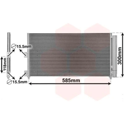 Bild av VAN WEZEL 17005289 Condenseur De Clim avec déshydrateur Aluminium 565 FIAT: Punto II 3/5 portes, Idea, Doblo I Cargo, LANCIA: Ypsilon II, Musa