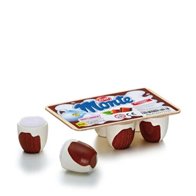 Bild av Erzi 10,5 x 7 3,2 cm trä livsmedelsbutik merchandize dessert Zott Chokladkräm mjölk Pretend Play, 17113 engelsk version