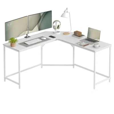 Bild av VASAGLE L format skrivbord, gamingskrivbord, 149 x 76 cm, hörnskrivbord för arbetsrum, hemmakontor, platsbesparande, enkel montering, lönnvit LWD073W01